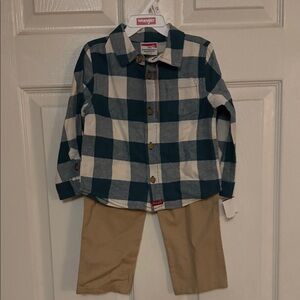 Wrangler Blue and Cream Plaid Shirt